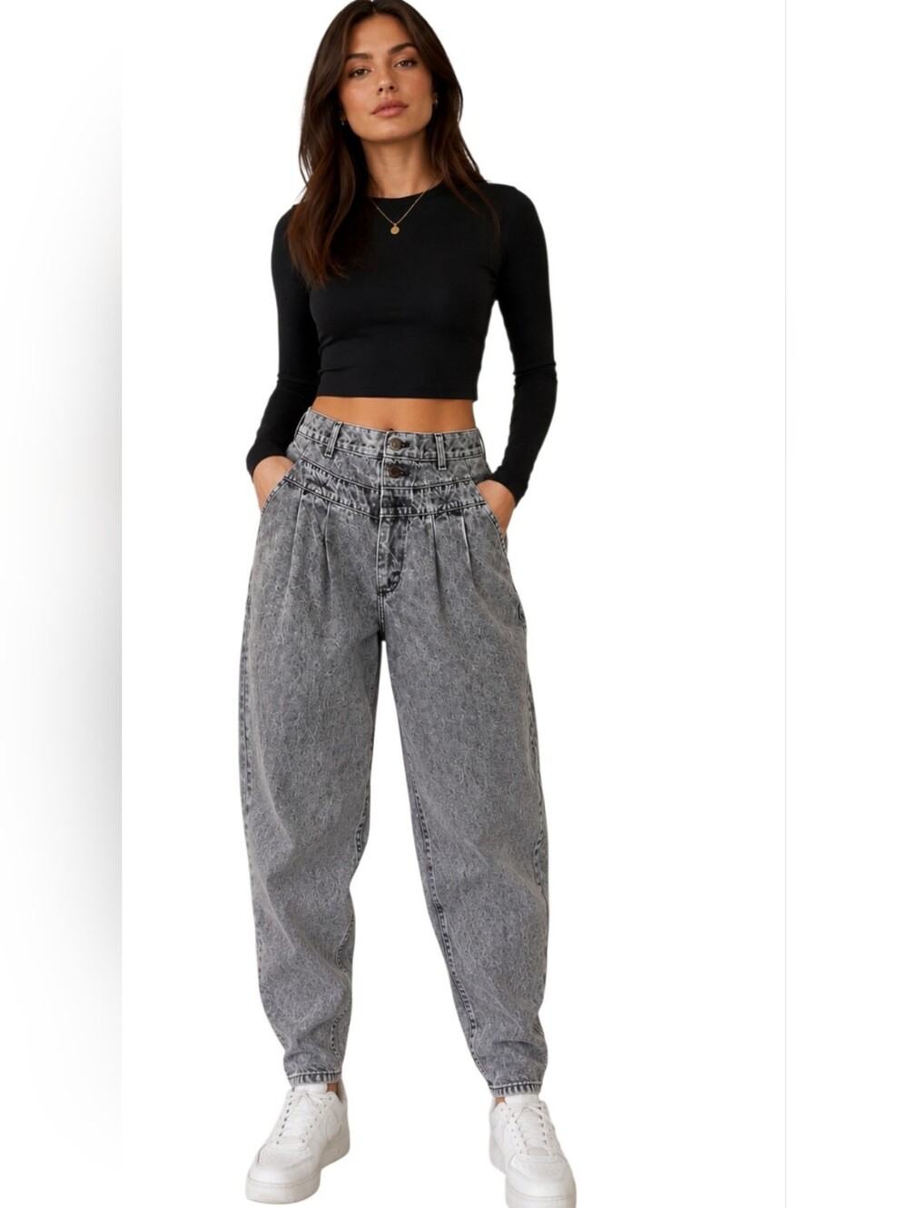 Vintage 80s Lee Black Acid Wash High Waisted Pleated Jeans sz 12P (read)